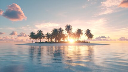 Maldivian Beach Panorama with Sunsets