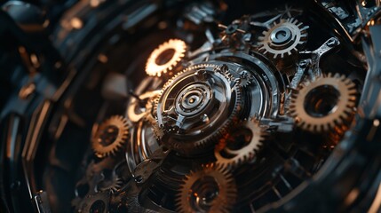 Intricate Brain Gear Mechanism Depiction