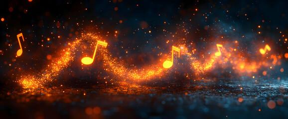 Abstract Fire Music Notes Background