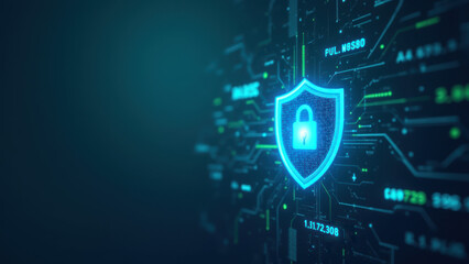 A digital illustration of a shield with an on and off switch, symbolizing cybersecurity and internet security.