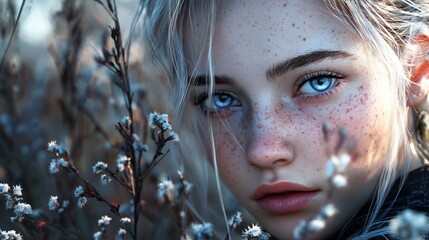 Close-up of teenage girl listening to music with headphones