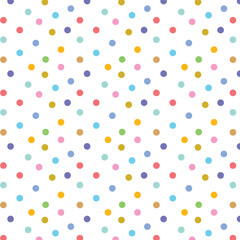 polka dot seamless vector pattern white background. Colorful polka dots background.