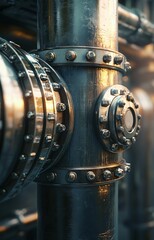 Industrial Pipe and Metal Joint Closeup