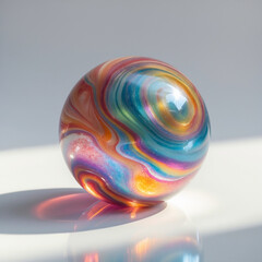 colorful rainbow glass marble isolated on white background