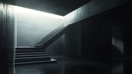 Obraz premium Modern Architectural Interior with Minimalist Staircase and Soft Natural Light