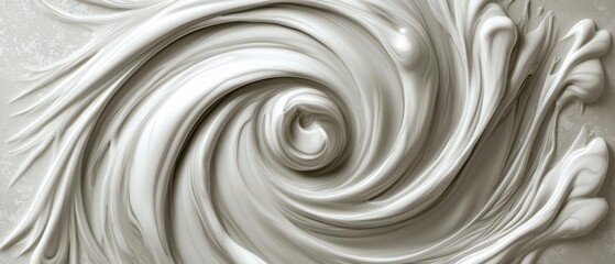 A swirl of white paint with a dark center