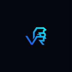 VR glasses letters man head logo idea.