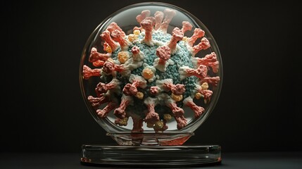 COVID-19 Cell Hyper-Realistic 3D Illustration