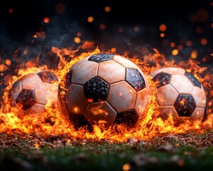 Fototapeta premium projectile streak movement Fiery Soccer Ball in Motion with Dramatic Streaks