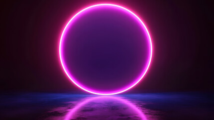 An abstract background with neon lights and geometric shapes creates an atmosphere of futuristic elegance
