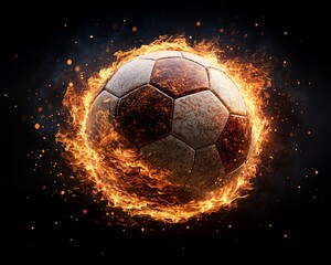 Fototapeta premium projectile streak movement Flaming Soccer Ball in Motion