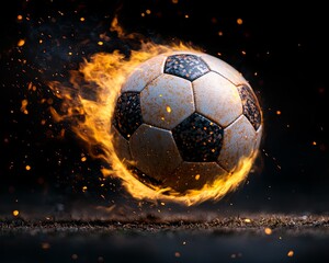 Fototapeta premium projectile streak movement Flaming Soccer Ball in Motion