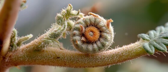 A small brown and fuzzy plant with a brown center