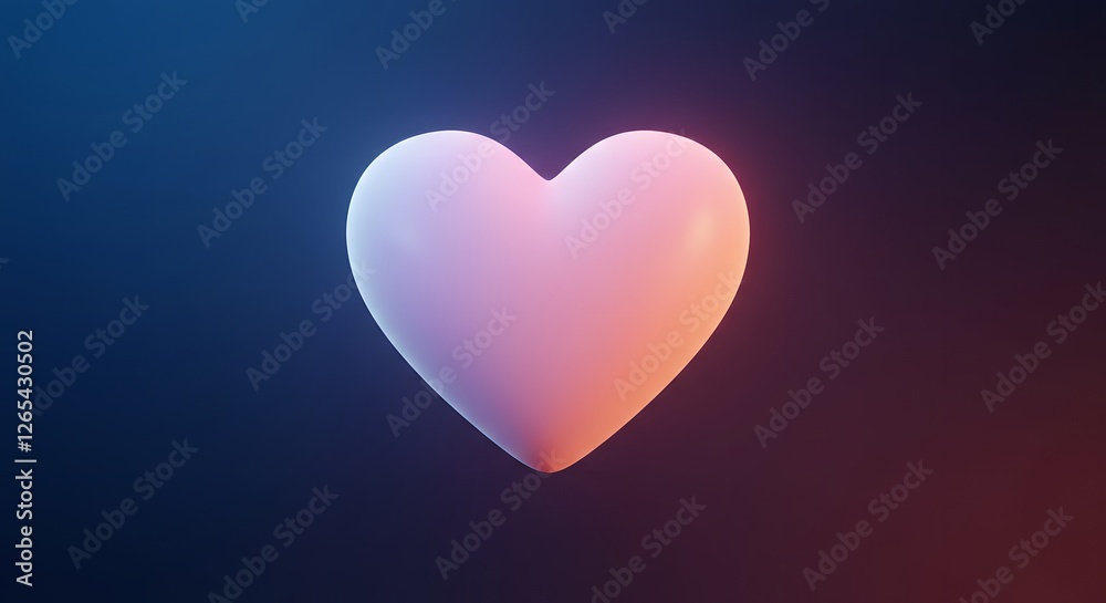 Fototapete floating heart symbol on dark background with soft gradient lighting