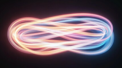 Abstract light trails, swirling energy, dark background, design element