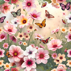 flowers and butterflies