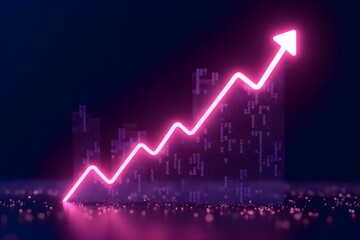 Neon Pink Growth Chart  Financial Success  Upward Trend  Data Visualization  Business Grap