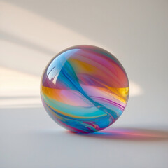 colorful rainbow glass marble isolated on white background