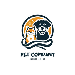 Vector Pet Shop Logo Design Template. Pet company logo. Dog and cat animal pet logo design inspiration. Pet company monogram