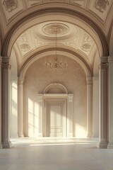 Fototapeta premium Ornate Classical Interior with Arches and Chandelier