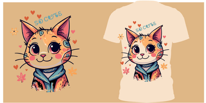 cute cate t-shirt design