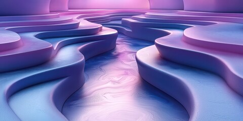 Obraz premium Flowing waves of light and texture abstract environment digital art serene space artistic viewpoint