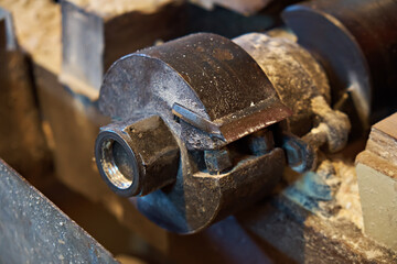 Close-up of a milling cutter on a woodworking machine