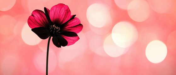 Obraz premium A single red flower with black petals is the main focus of the image