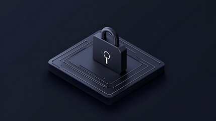 Sleek 3D Render: Padlocked Digital Security on Dark Background AI Generated