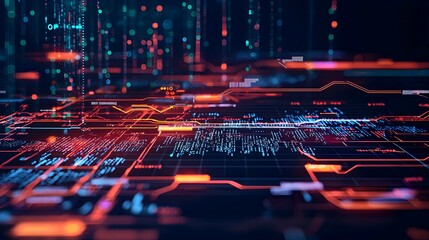 Obraz premium Abstract Digital Data Stream with Neon Lines and Glowing Colors