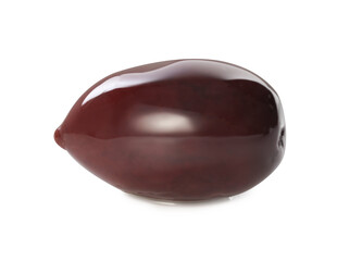 Delicious marinated black olive isolated on white