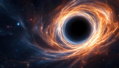 Obraz premium Fiery Black Hole Space Art Dramatic Galaxy Wallpaper