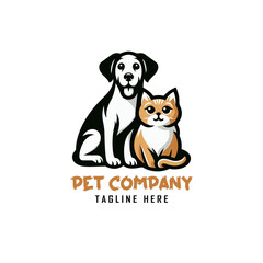 Vector Pet Shop Logo Design Template. Pet company logo. Dog and cat animal pet logo design inspiration. Pet company monogram