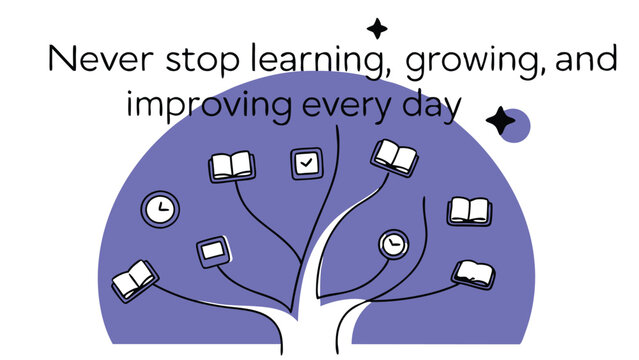 Motivational Quote Wallpaper - Tree of Knowledge with Glowing Books and Learning Symbols