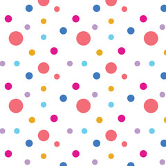 polka dot seamless vector pattern white background. Colorful polka dots background.