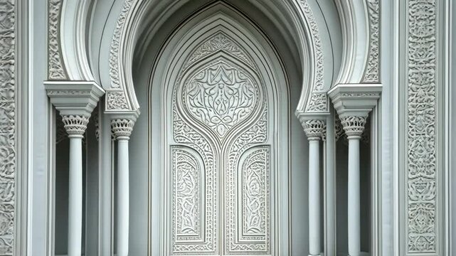 Intricate architectural details of a beautifully carved doorway in a historic building with elegant white stonework