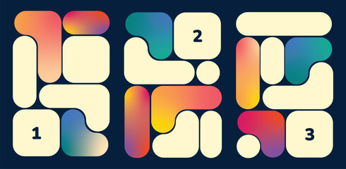 Modern Abstract Grid Layout with Geometric Shapes. Futuristic Vector Design with Gradient Elements for Poster and UI