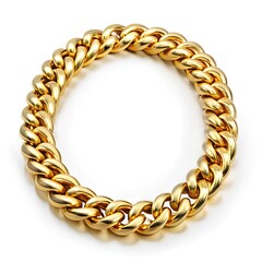 Obraz premium Golden chain of twisted rings. Isolated on white 