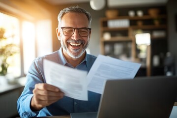 Mature Executive Reading Papers and Using Computer in a Business Setting