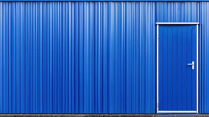 Blue Corrugated Metal Wall With Door