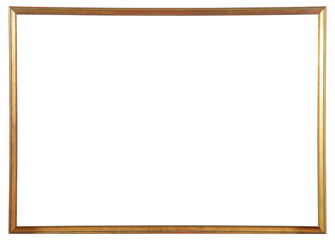 Narrow gold picture frame on a transparent background, in PNG format.