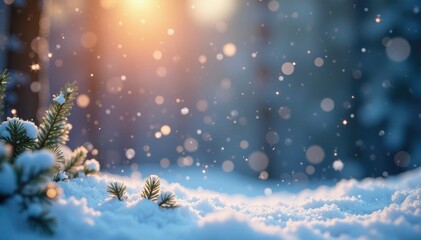 Sparkling snowflakes dance in a whimsical winter scene, playful, icy