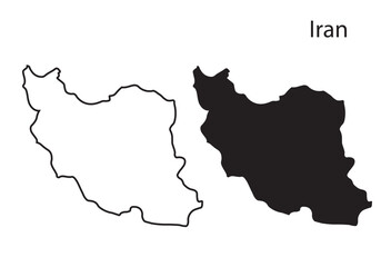Iran map vector illustration, Iran map silhouette, Iran country Landscape, Black and white Iran map
