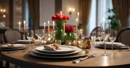 Stylish and elegant table setting for a fancy birthday dinner, birthday, table setting, party