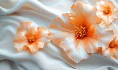 Elegant Floral Decoration with Silk Texture for 3D Wallpaper - Stunning Orange Flower Artwork for Home Decor, Generative AI