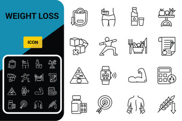 Weight loss icon set.vector.Editable stroke.linear style sign for use web design,logo.Symbol illustration.