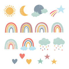 Fototapeta premium Cute colorful skies vector collection