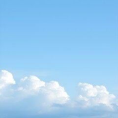 Clear Sky with Puffy Clouds: A serene expanse of azure blue sky adorned with fluffy white clouds, creating a captivating backdrop for serenity, optimism, and boundless possibilities. 
