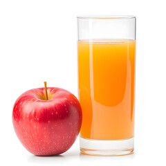 Fototapeta premium Refreshing apple juice served in a clear glass, paired with a fresh, vibrant red apple. A healthy and delicious choice for any time of day.