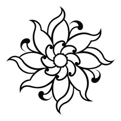 Obraz premium A mandala design featuring intricate floral patterns intertwined with flowing waves, creating a harmonious blend of nature's beauty and fluid movement.